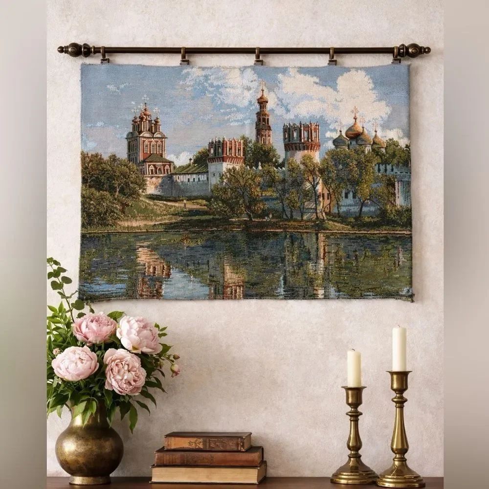 Novodevichy Convent Tapestry Wall Hanging Scenic Woven Textile Art Panel